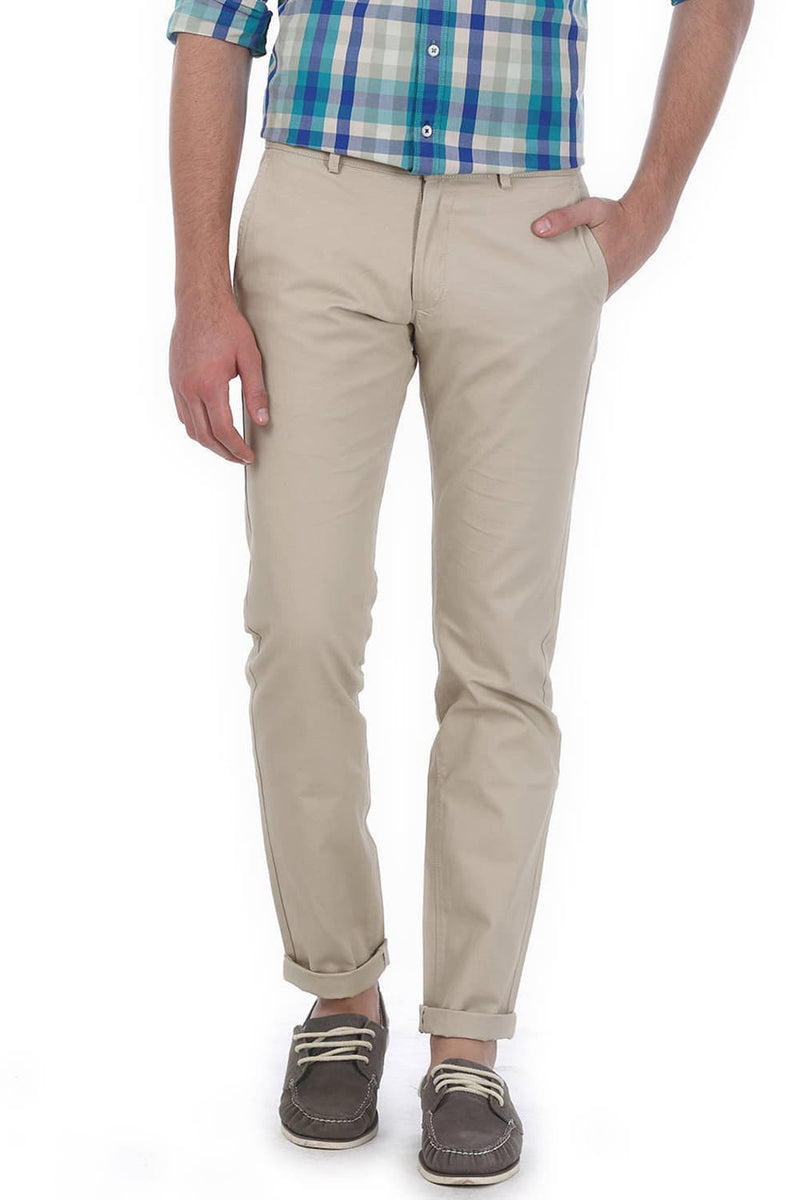 BASICS SLIM FIT WEAVE RIBBED TROUSERS