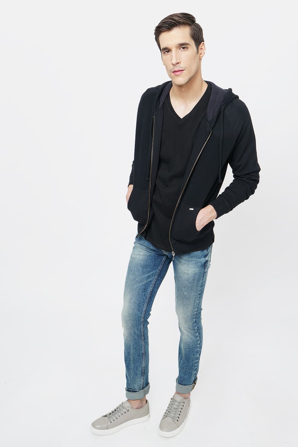 BASICS MUSCLE FIT HOOD JACKET