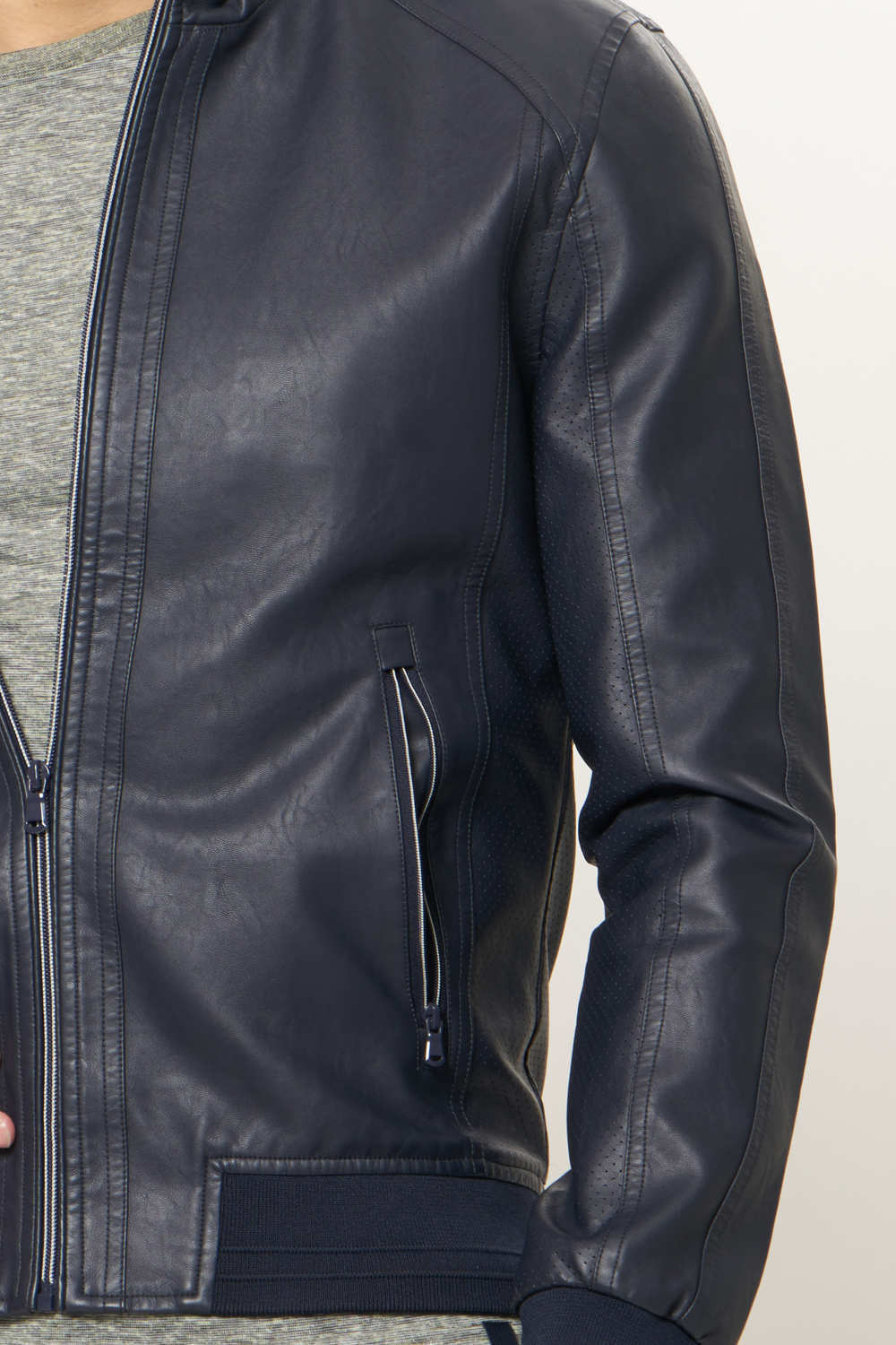 BASICS COMFORT FIT FAUX LEATHER JACKET