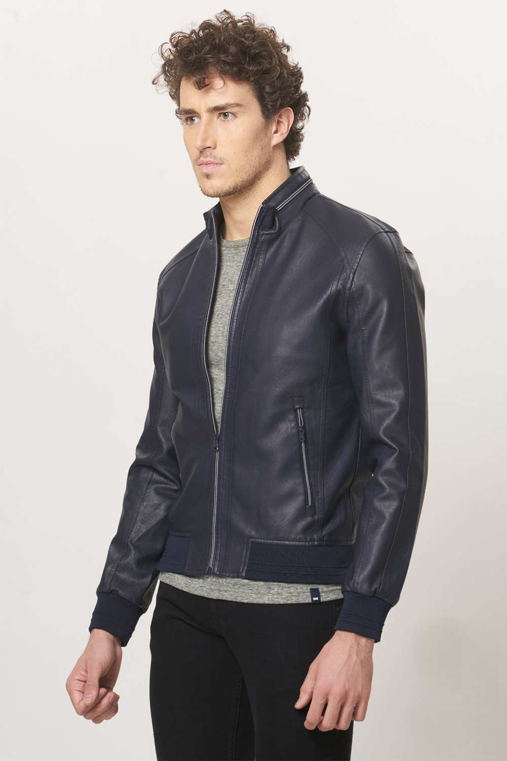 BASICS COMFORT FIT FAUX LEATHER JACKET