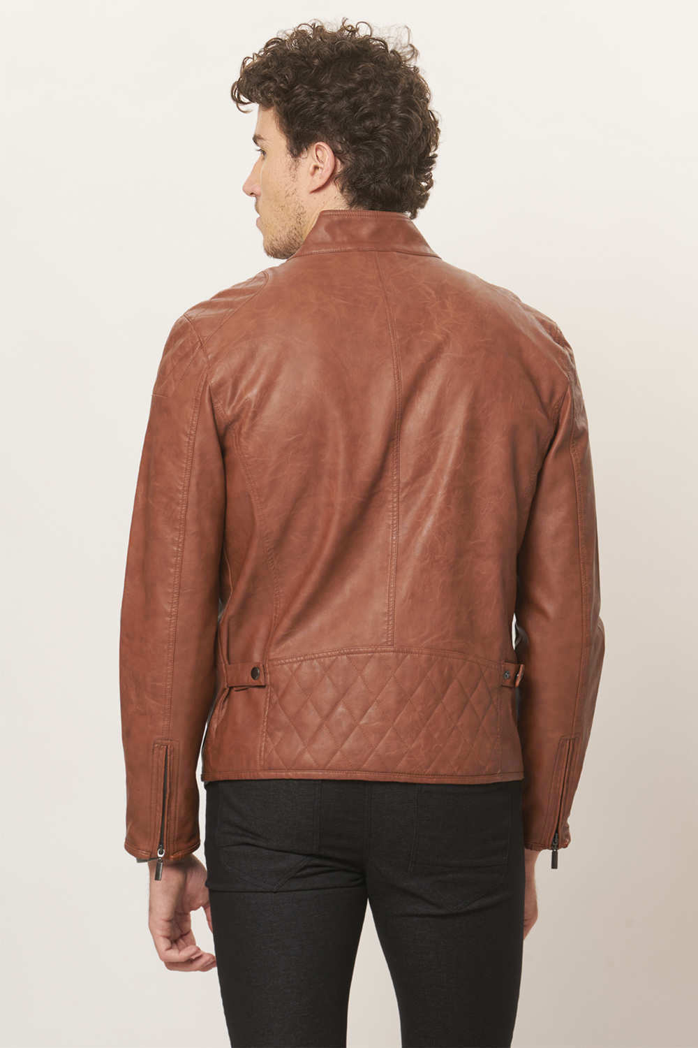 BASICS COMFORT FIT FAUX LEATHER JACKET