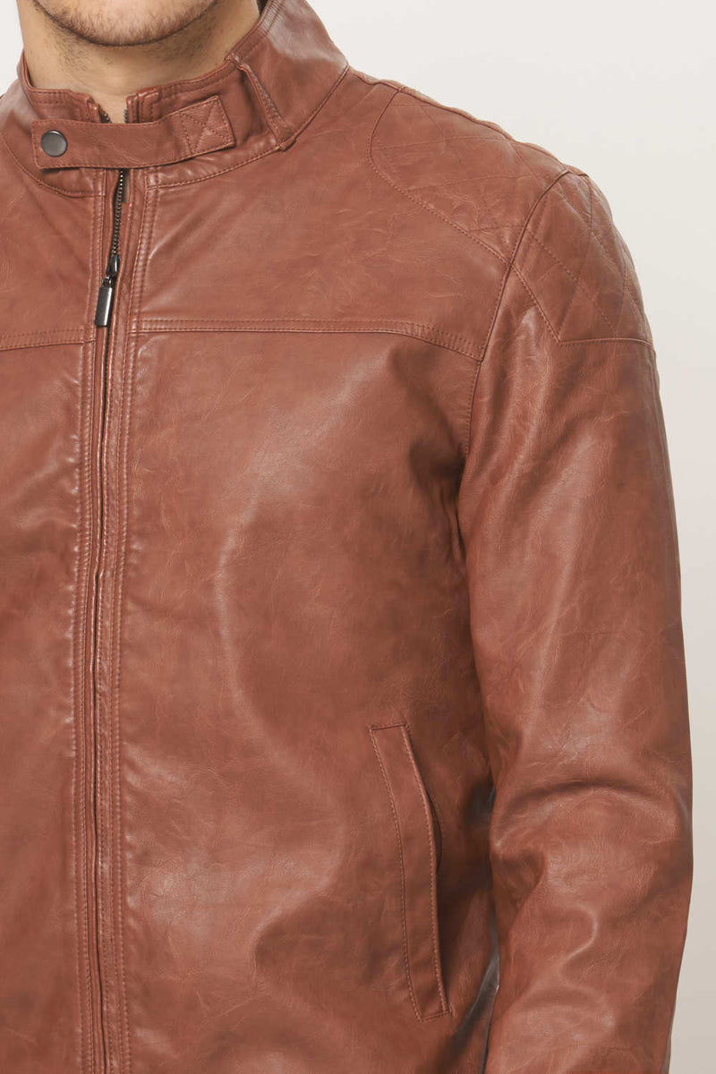 BASICS COMFORT FIT FAUX LEATHER JACKET