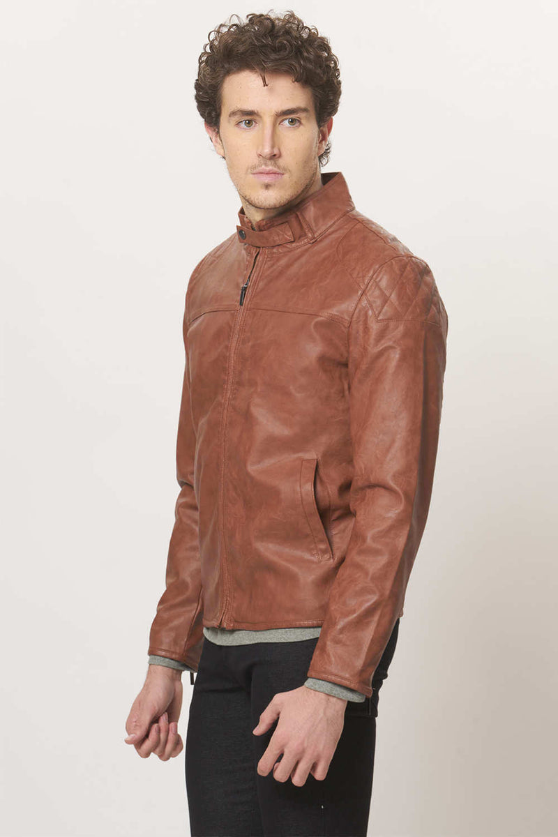 BASICS COMFORT FIT FAUX LEATHER JACKET