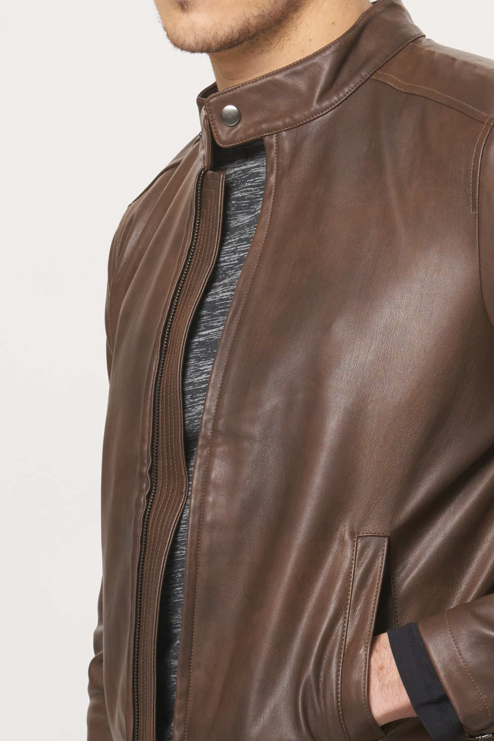 BASICS COMFORT FIT FAUX LEATHER JACKET