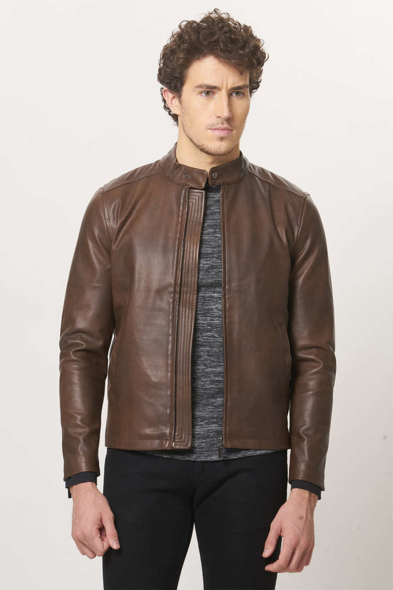 BASICS COMFORT FIT FAUX LEATHER JACKET