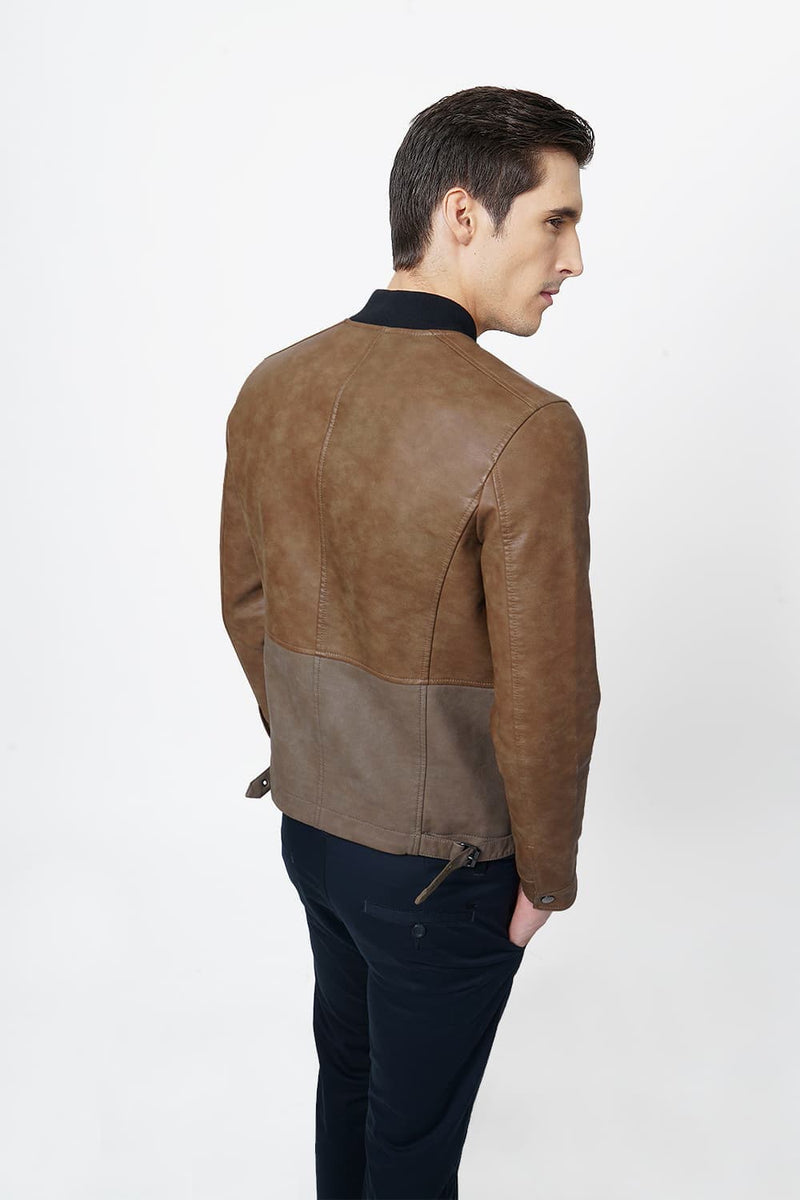 BASICS COMFORT FIT FAUX LEATHER JACKET