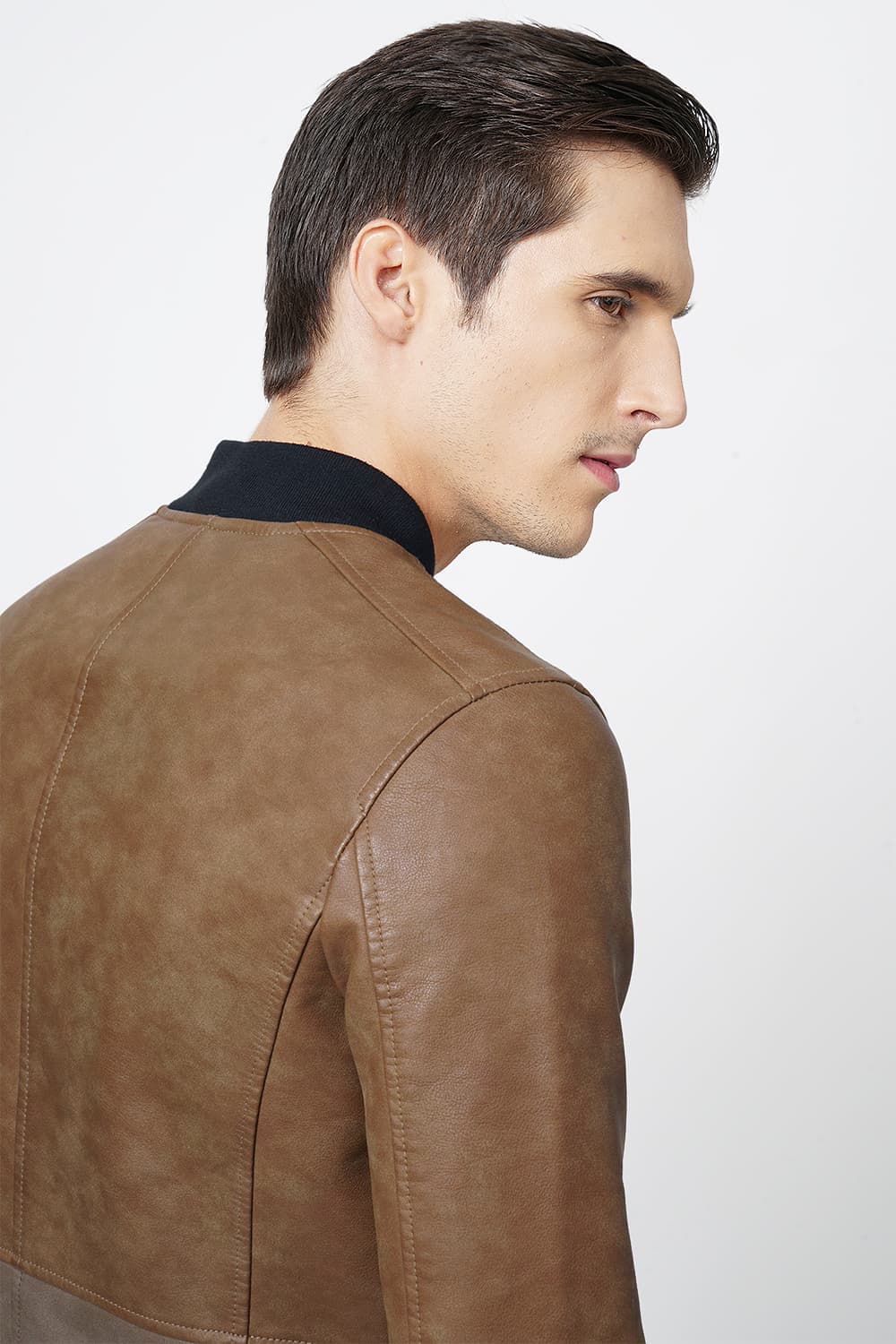 BASICS COMFORT FIT FAUX LEATHER JACKET