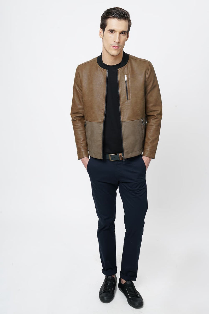 BASICS COMFORT FIT FAUX LEATHER JACKET