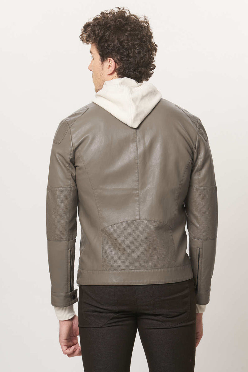 BASICS COMFORT FIT FAUX LEATHER JACKET