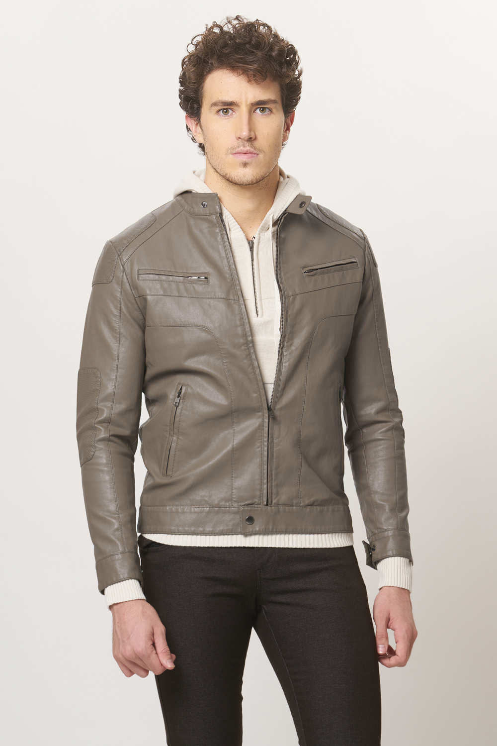 BASICS COMFORT FIT FAUX LEATHER JACKET