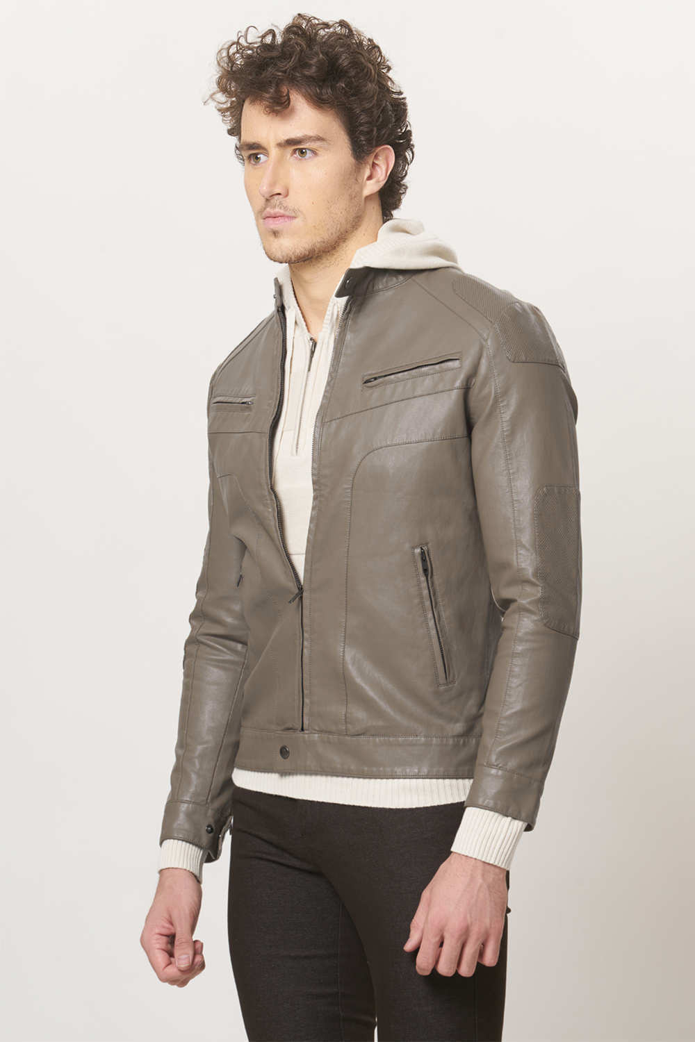 BASICS COMFORT FIT FAUX LEATHER JACKET