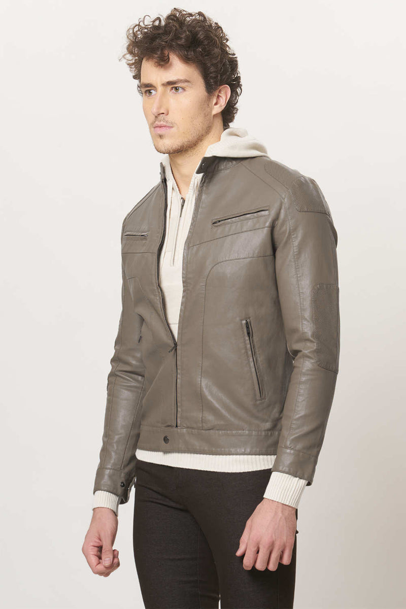 BASICS COMFORT FIT FAUX LEATHER JACKET