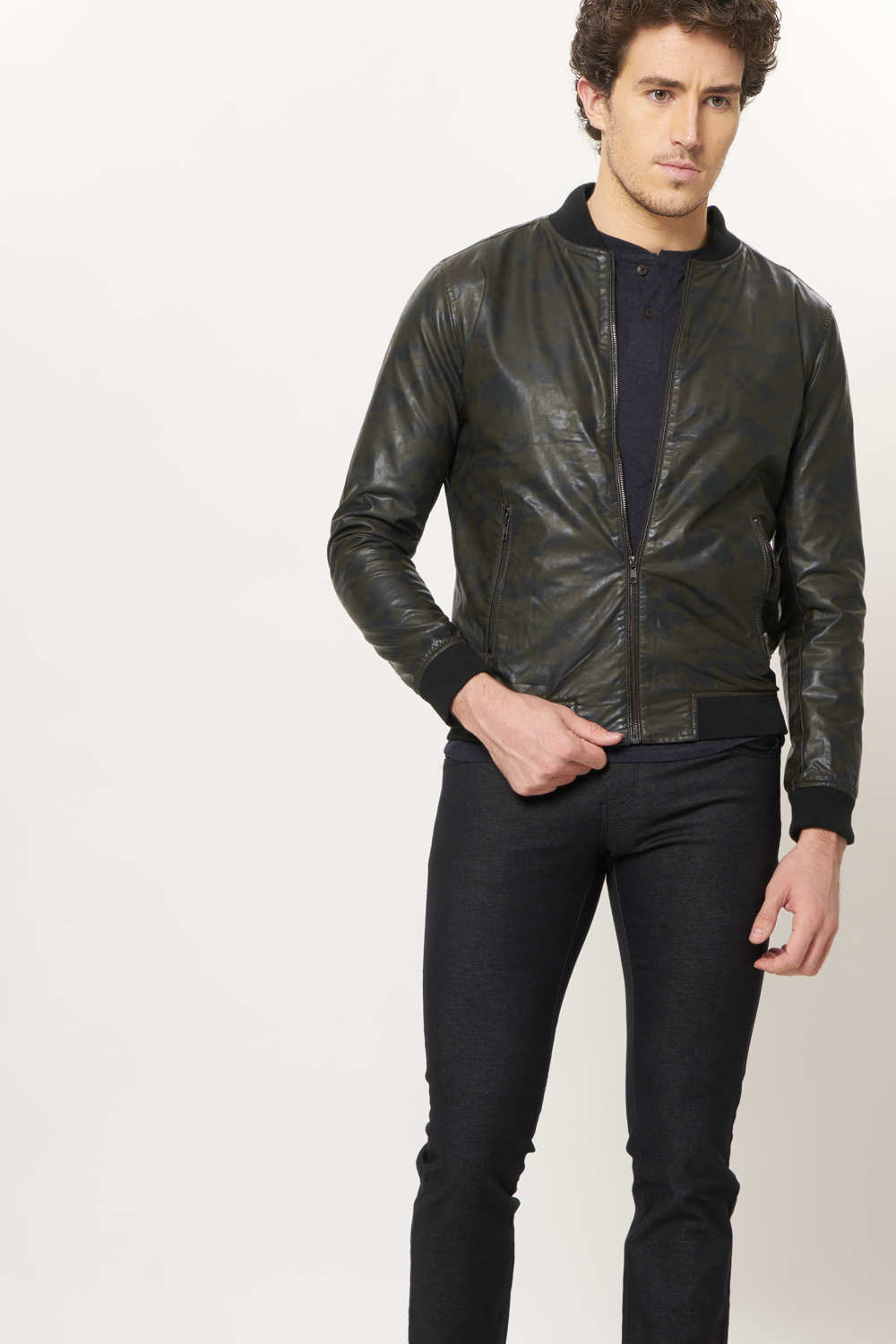 BASICS COMFORT FIT FAUX LEATHER JACKET