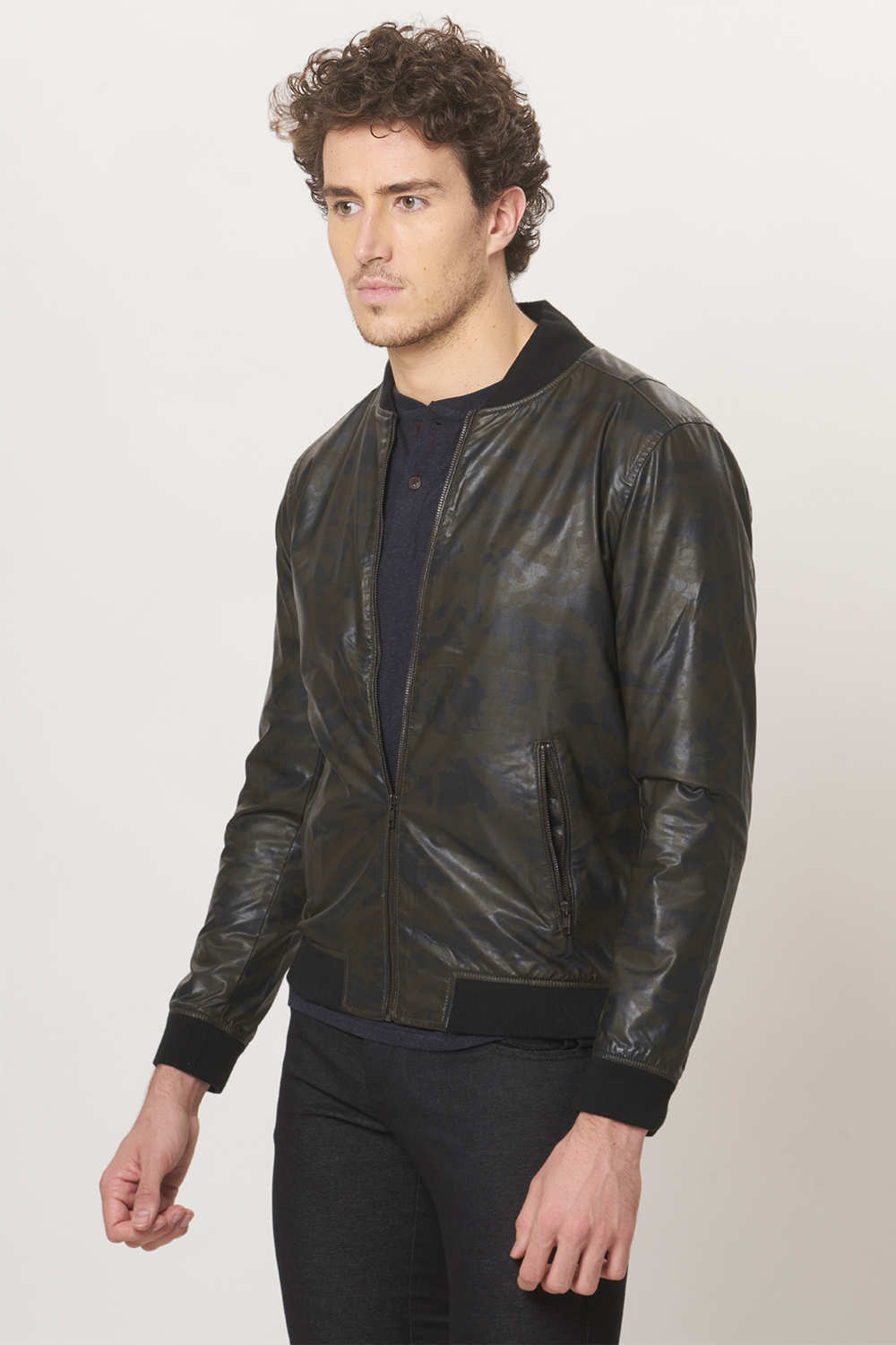 BASICS COMFORT FIT FAUX LEATHER JACKET