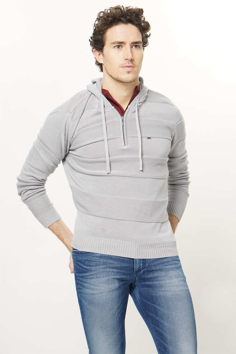 BASICS MUSCLE FIT HOODED SWEATER