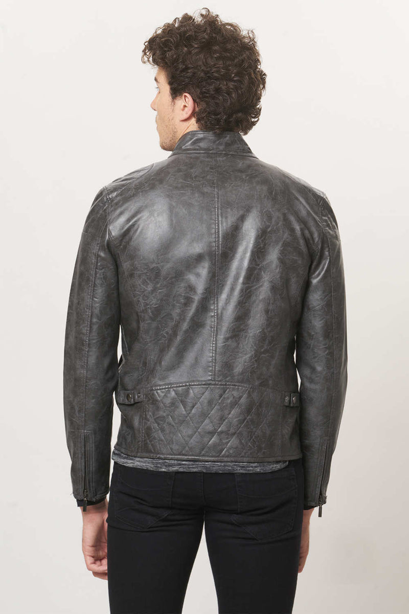 BASICS COMFORT FIT FAUX LEATHER JACKET