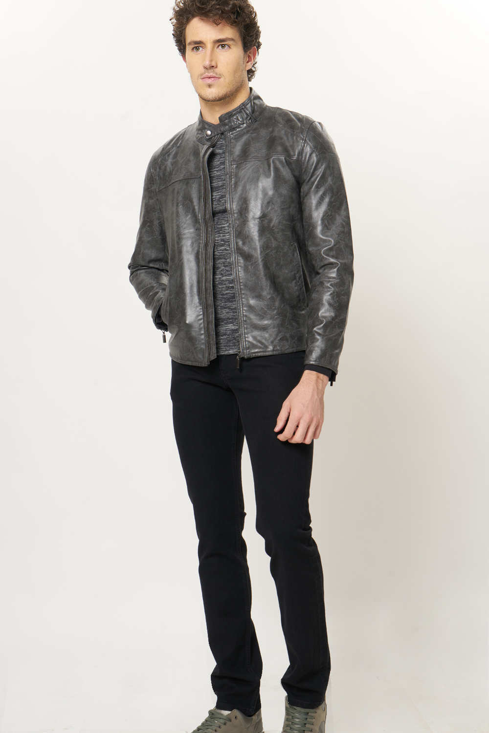 BASICS COMFORT FIT FAUX LEATHER JACKET