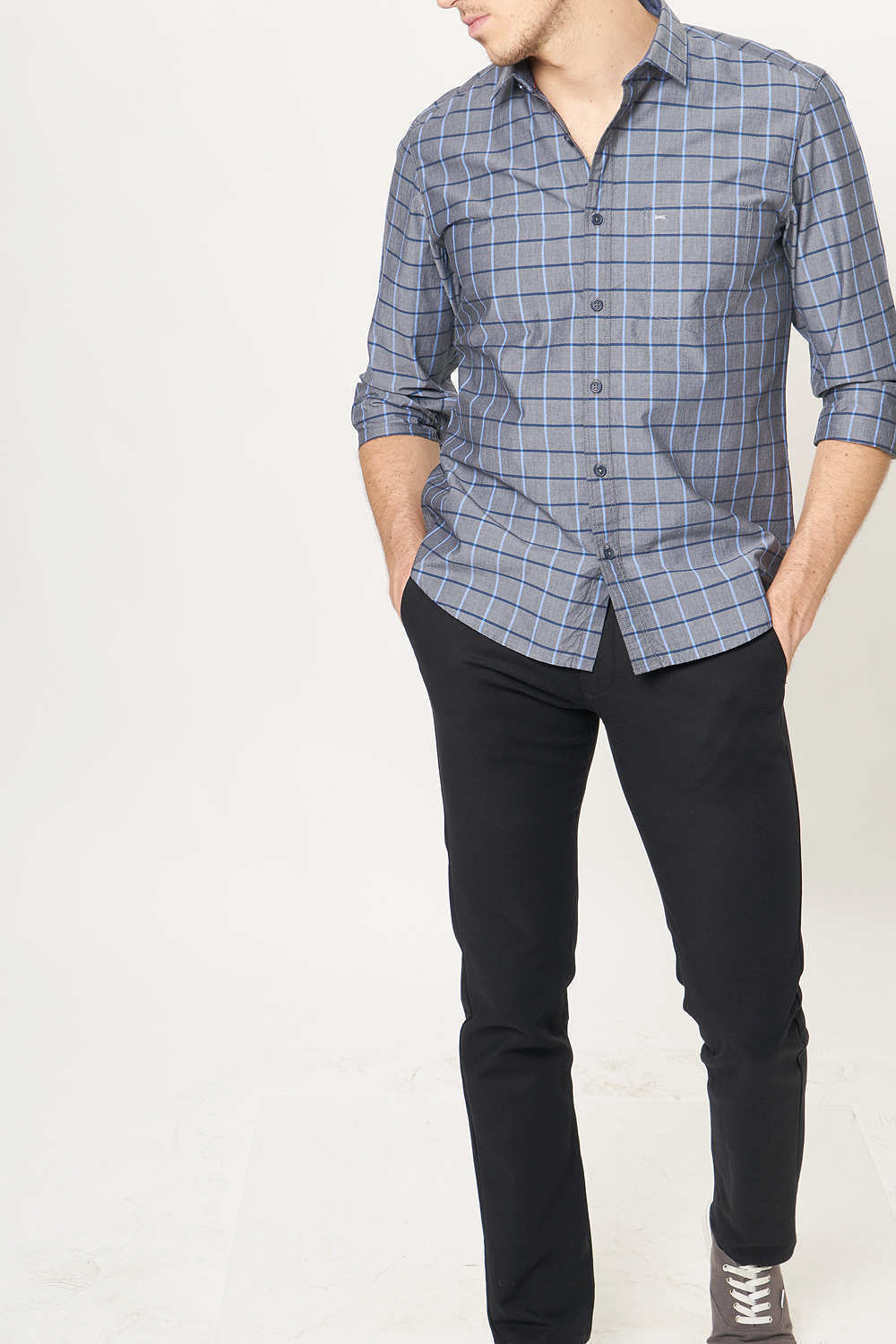 BASICS SLIM FIT CHECKS SHIRT