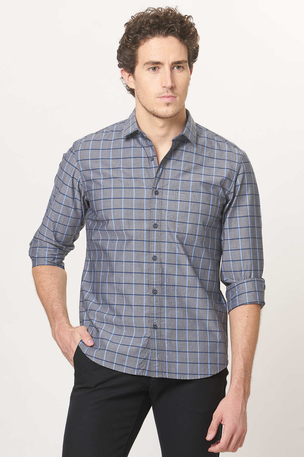 BASICS SLIM FIT CHECKS SHIRT