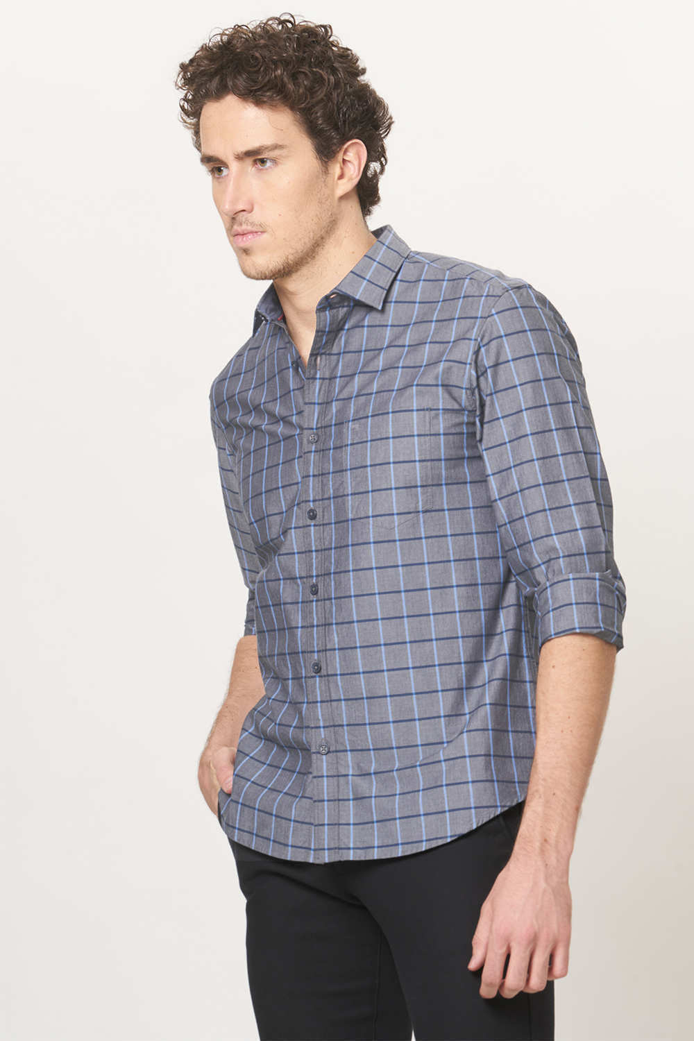 BASICS SLIM FIT CHECKS SHIRT