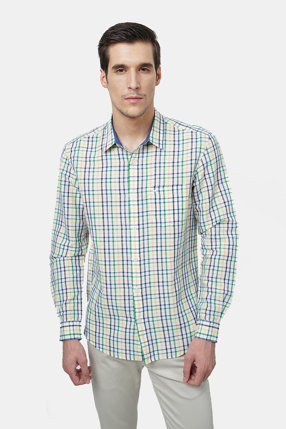 BASICS SLIM FIT CHECKS SHIRT