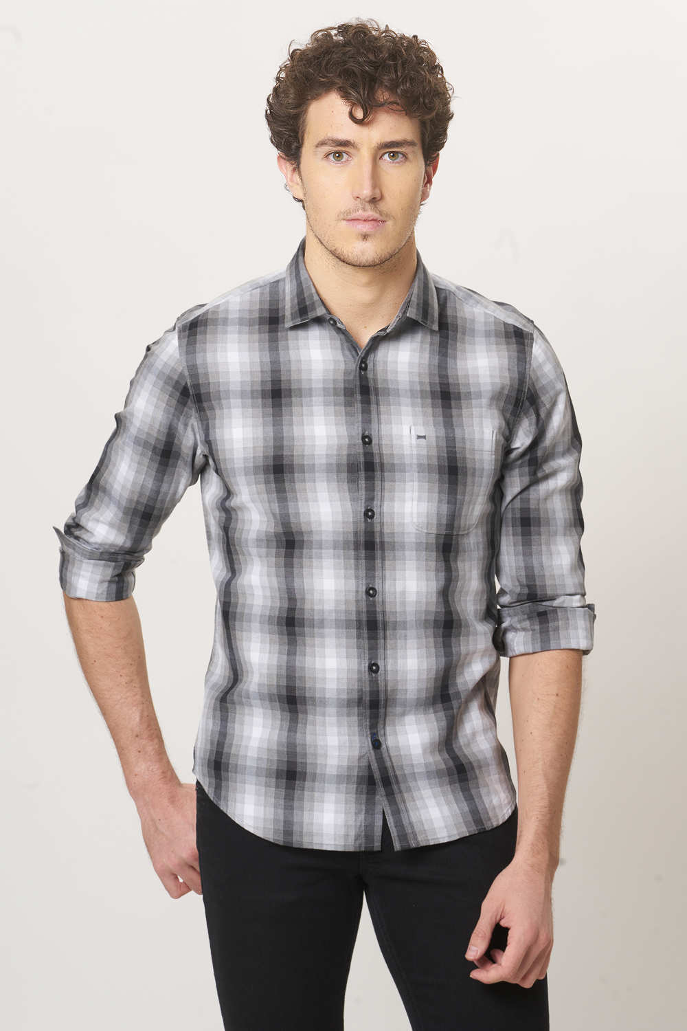 BASICS SLIM FIT CHECKS SHIRT