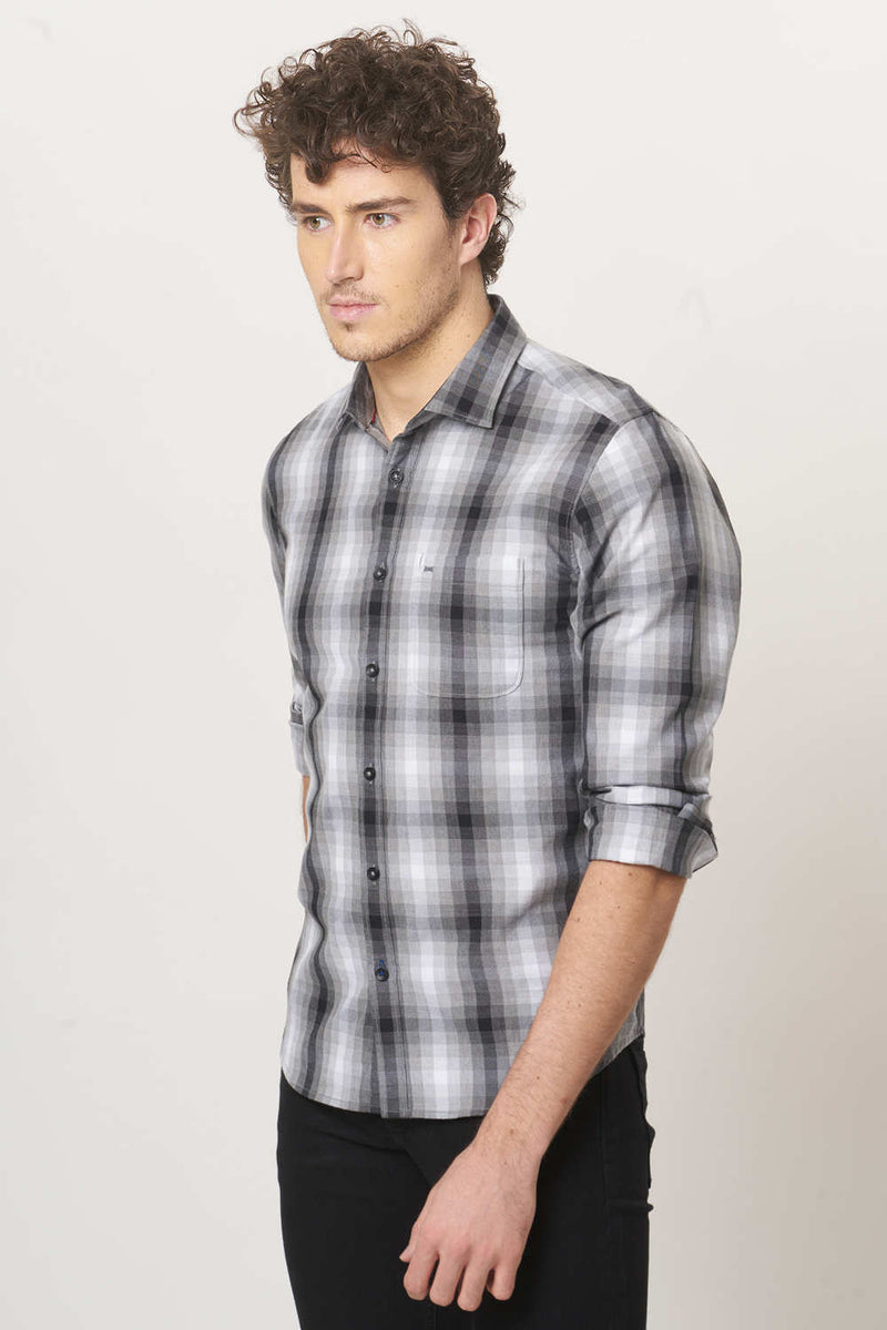 BASICS SLIM FIT CHECKS SHIRT