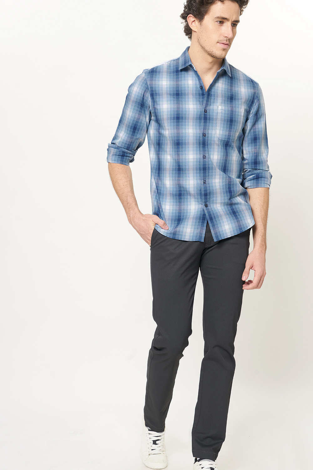 BASICS SLIM FIT CHECKS SHIRT