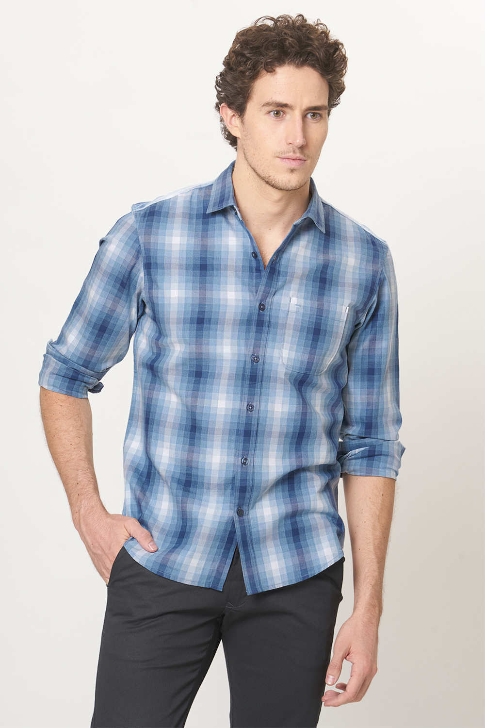 BASICS SLIM FIT CHECKS SHIRT