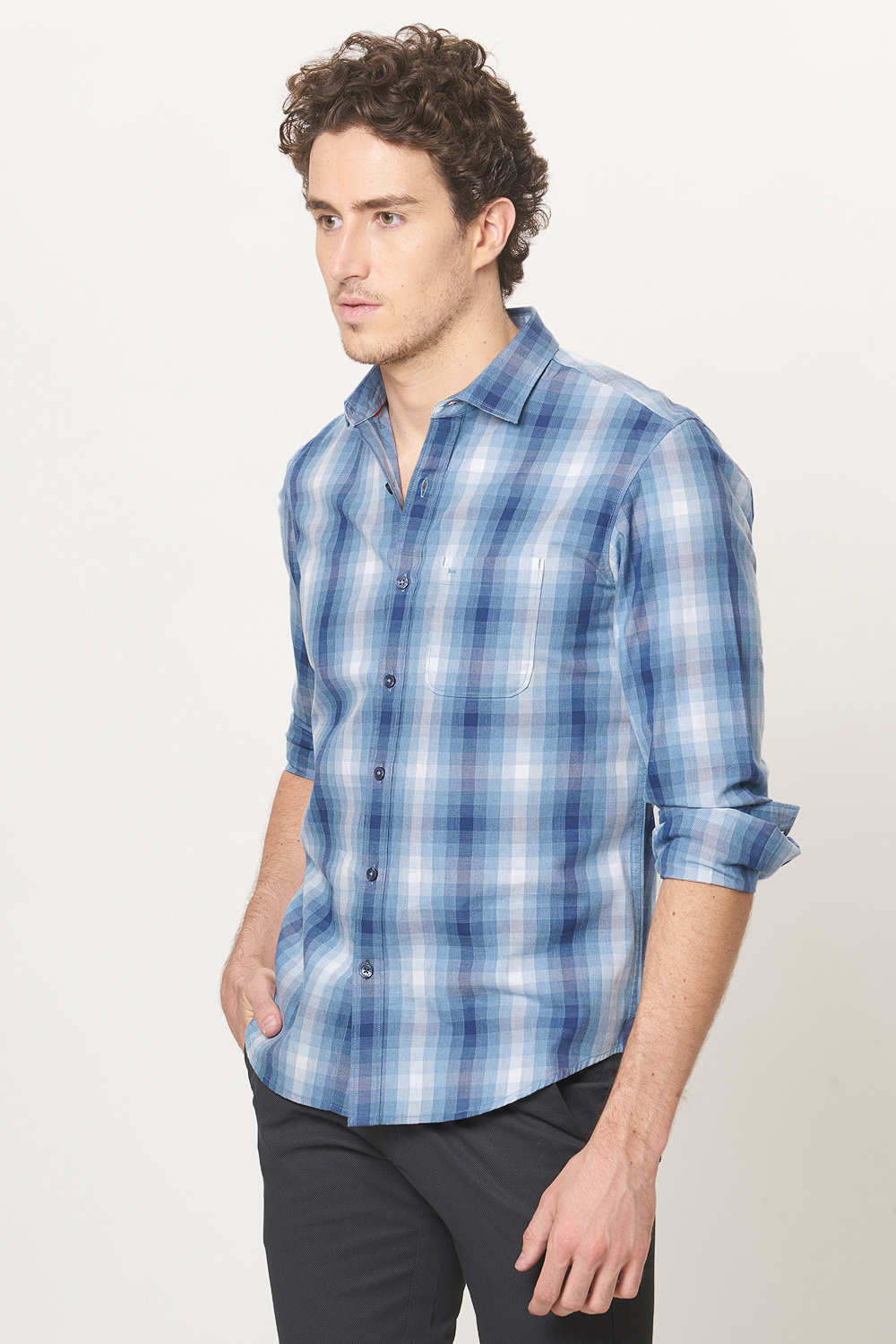 BASICS SLIM FIT CHECKS SHIRT