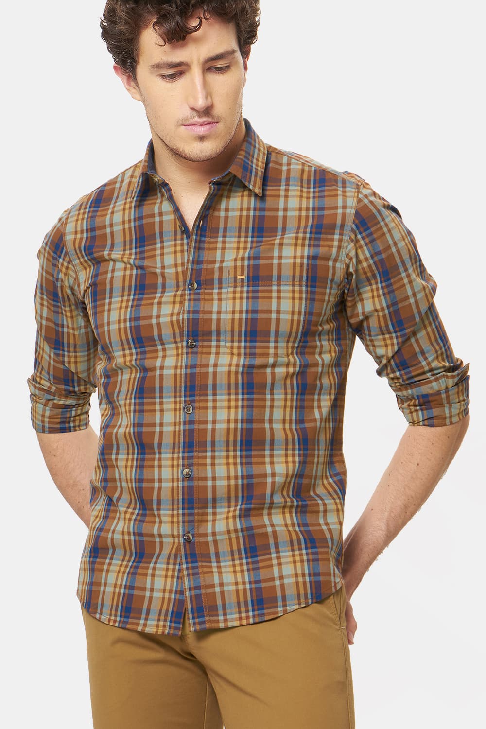 BASICS SLIM FIT CHECKS SHIRT