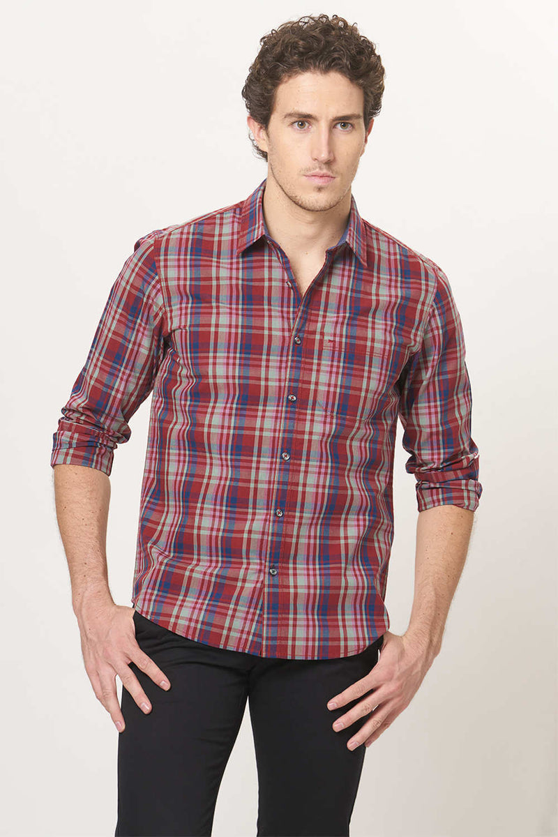 BASICS SLIM FIT CHECKS SHIRT