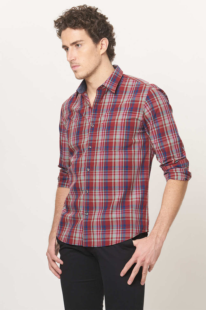 BASICS SLIM FIT CHECKS SHIRT