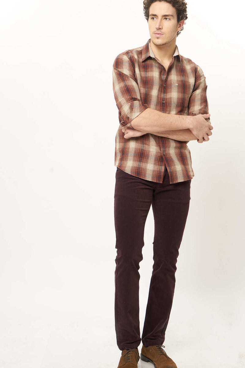 BASICS SLIM FIT CHECKS SHIRT