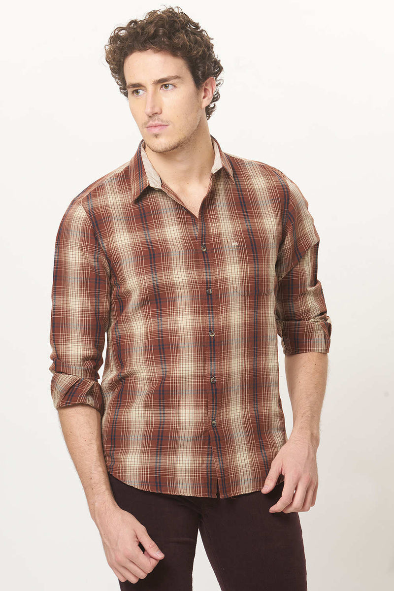 BASICS SLIM FIT CHECKS SHIRT