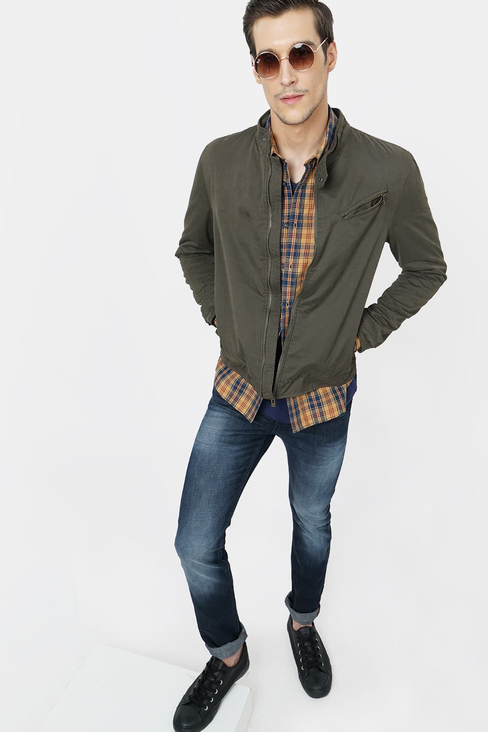 BASICS SLIM FIT CHECKS SHIRT