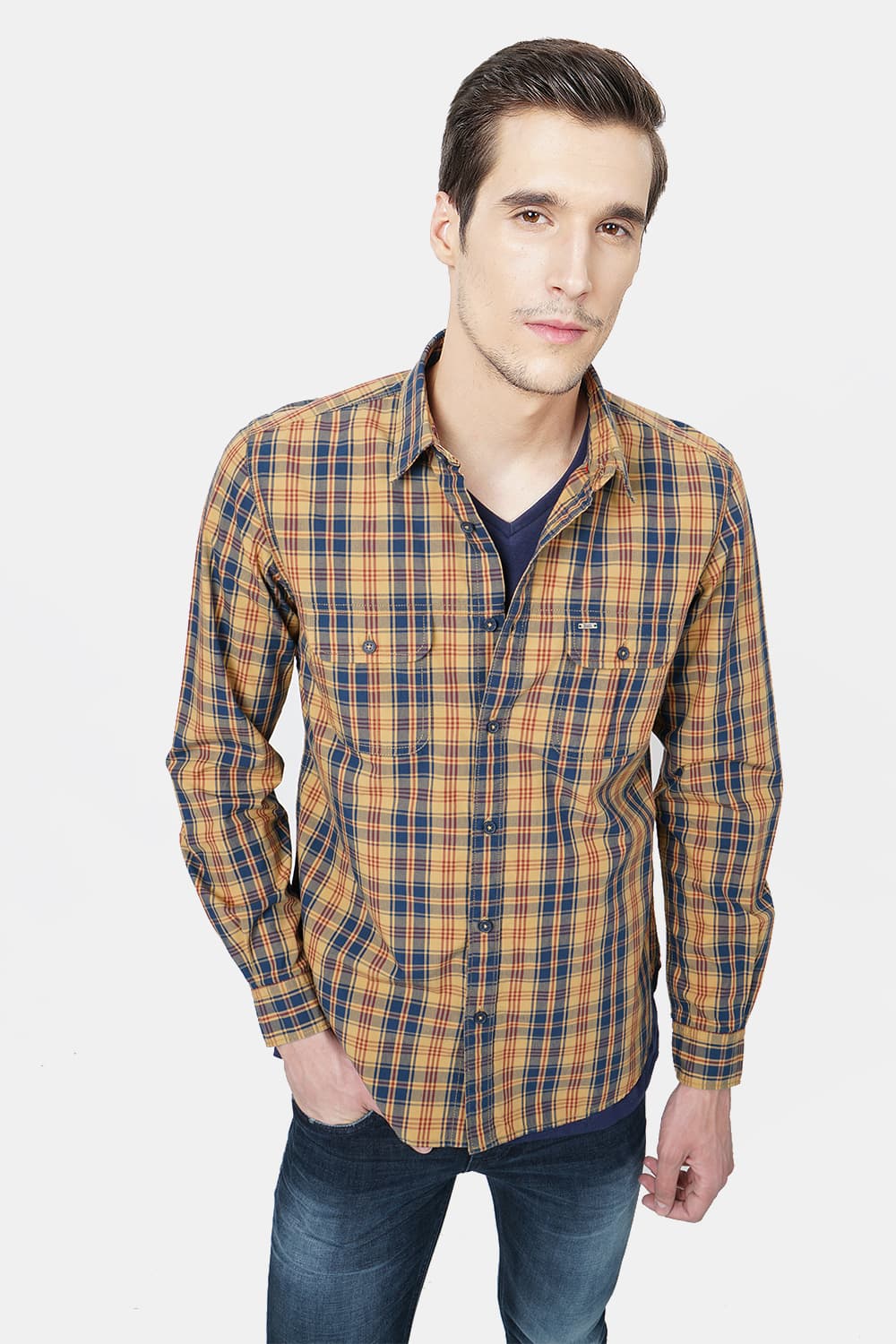 BASICS SLIM FIT CHECKS SHIRT