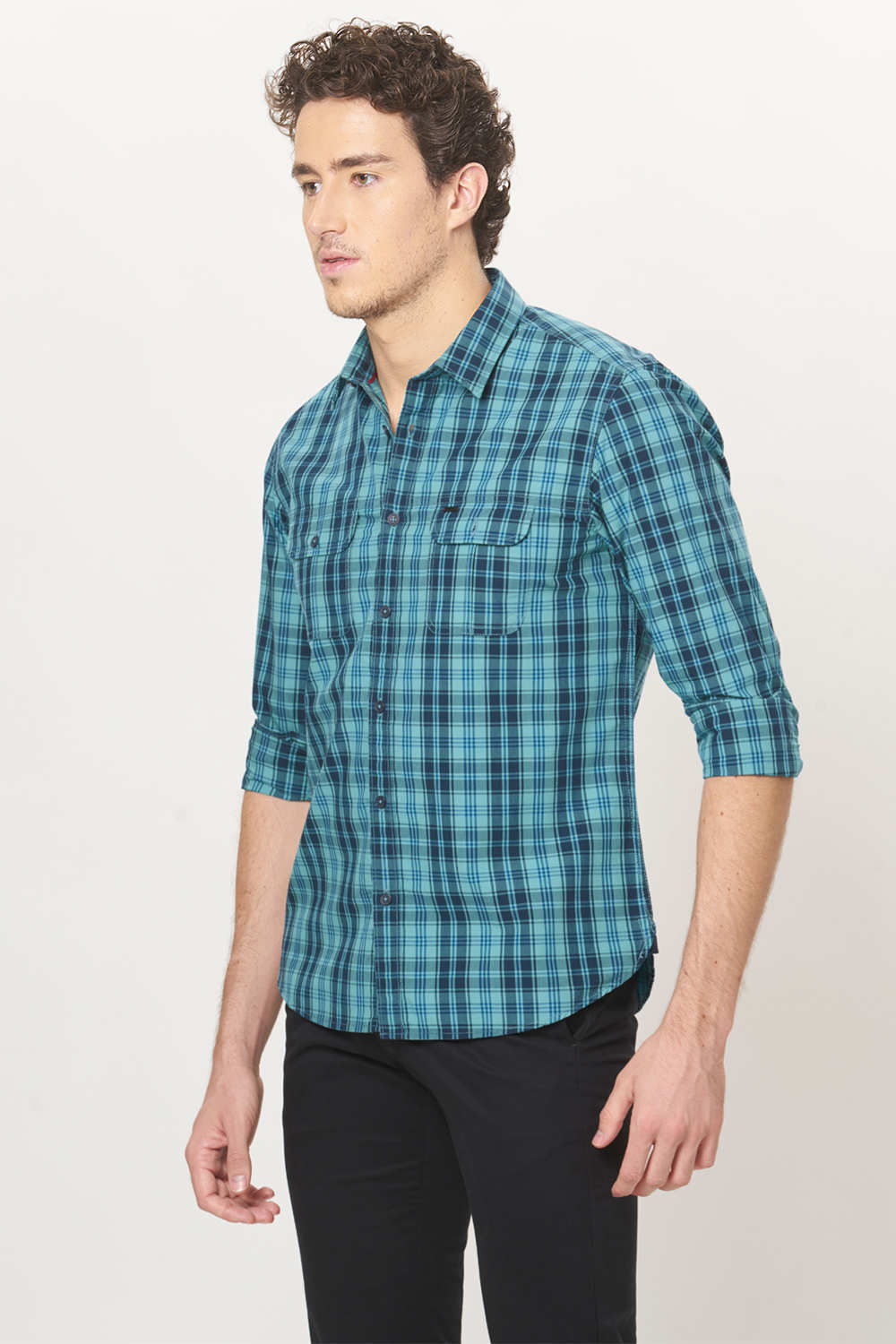 BASICS SLIM FIT CHECKS SHIRT