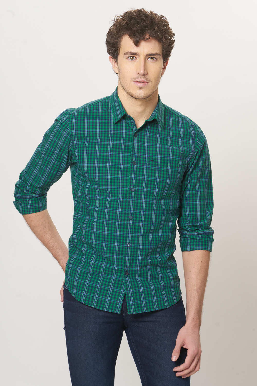 BASICS SLIM FIT CHECKS SHIRT