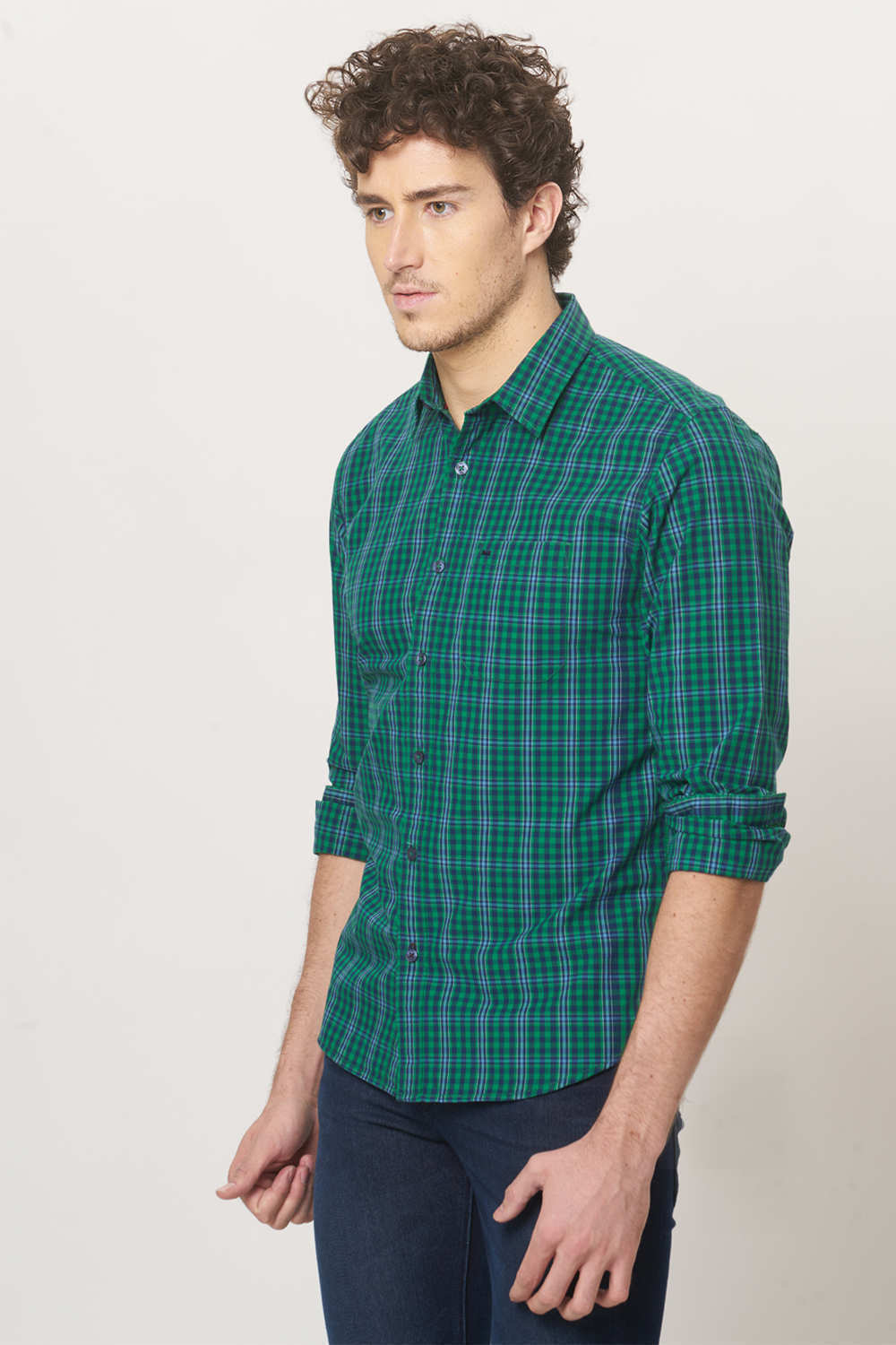 BASICS SLIM FIT CHECKS SHIRT