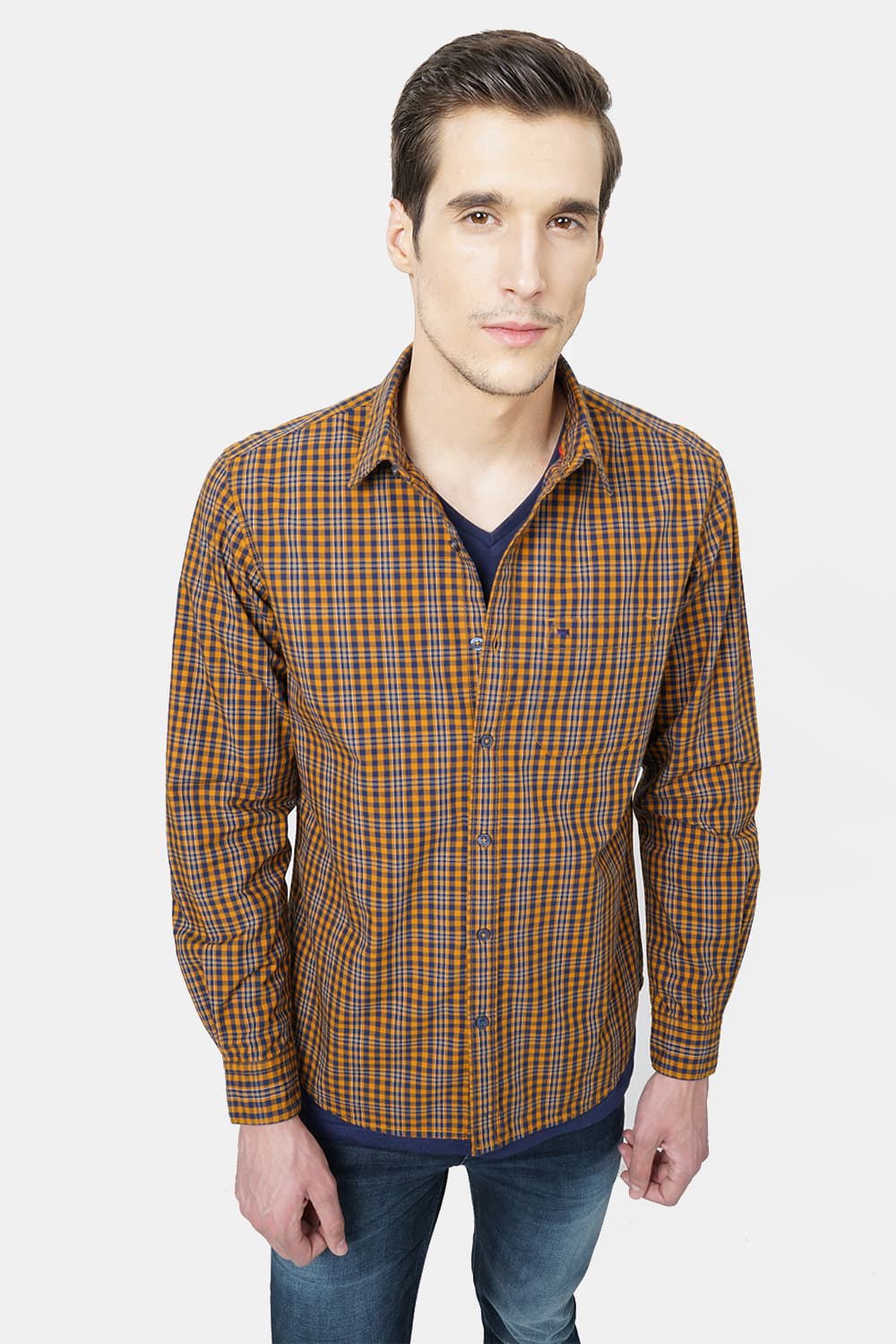 BASICS SLIM FIT CHECKS SHIRT