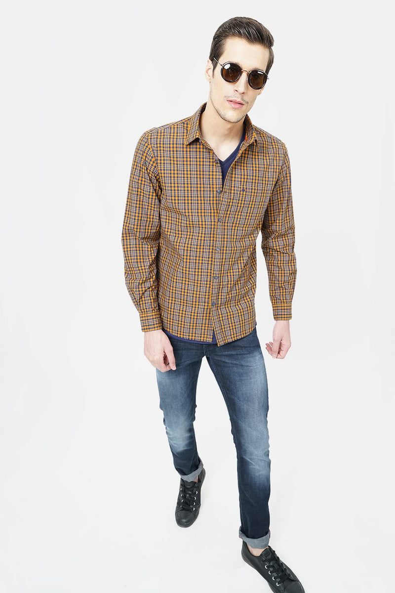 BASICS SLIM FIT CHECKS SHIRT