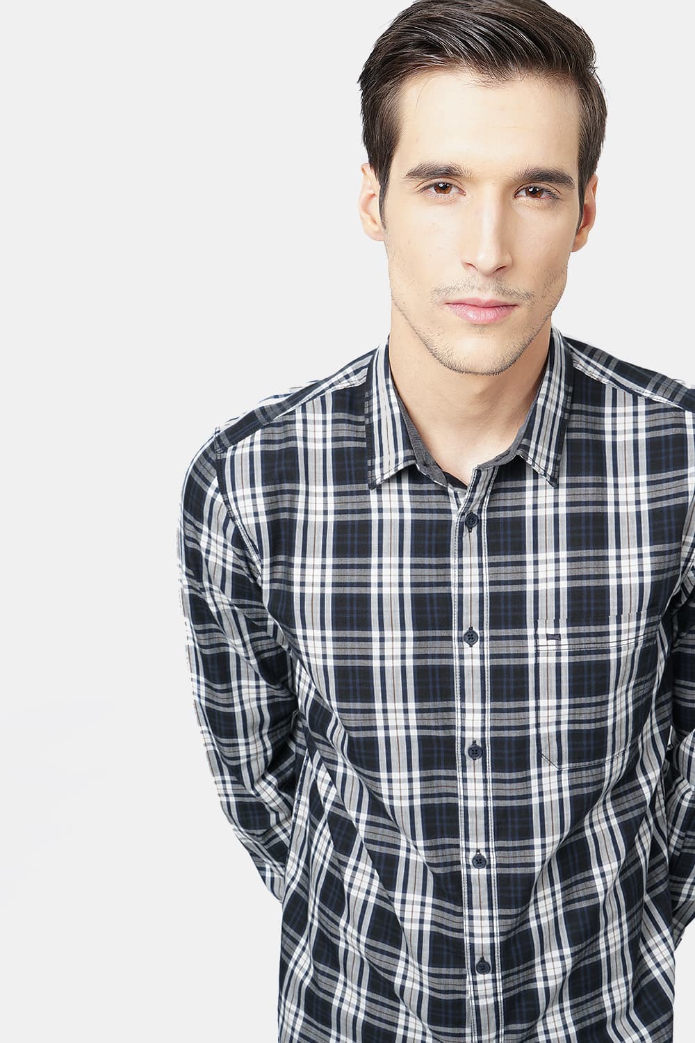 BASICS SLIM FIT CHECKS SHIRT