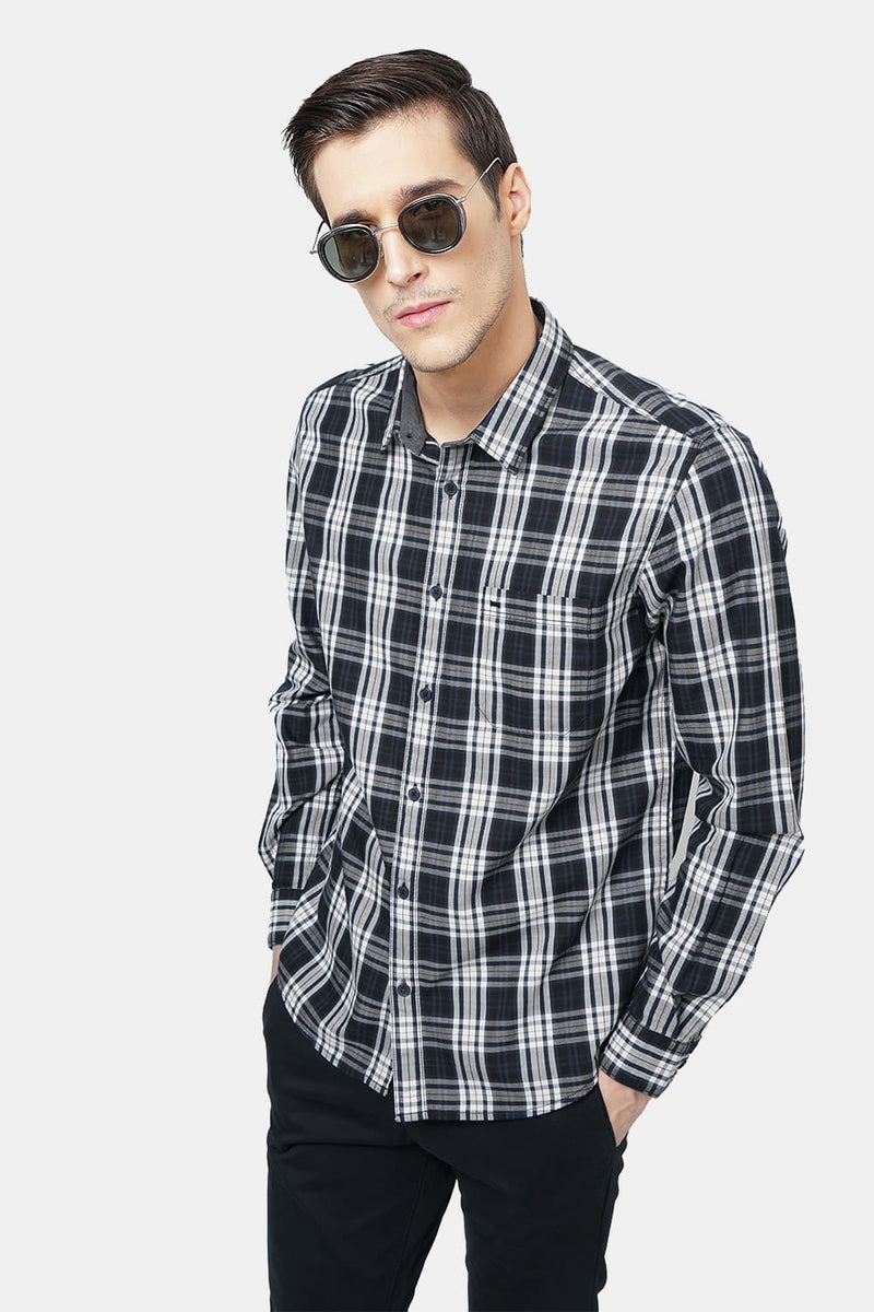 BASICS SLIM FIT CHECKS SHIRT