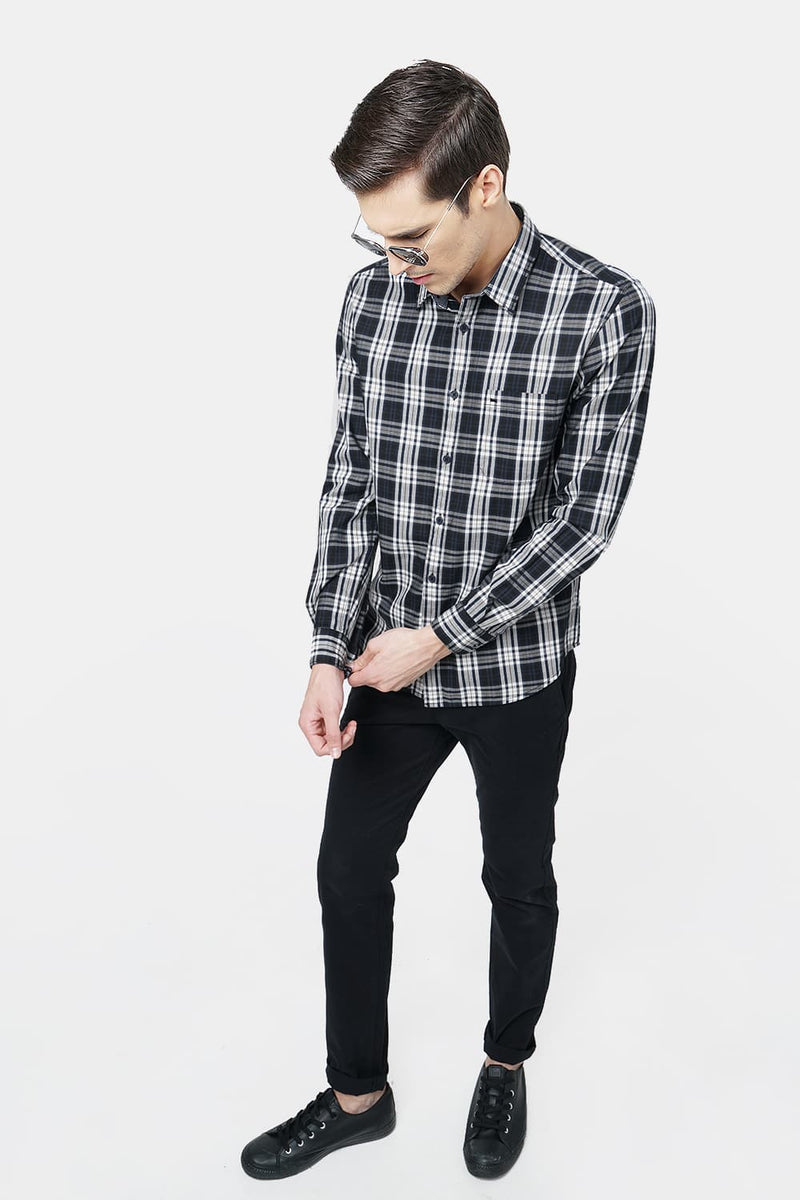 BASICS SLIM FIT CHECKS SHIRT