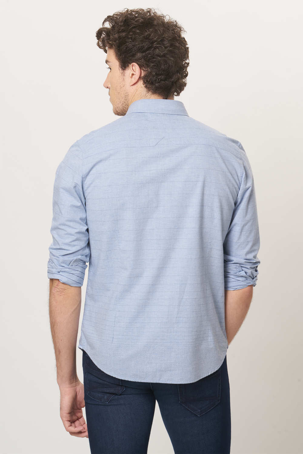 BASICS SLIM FIT WEFT STRIPES SHIRT