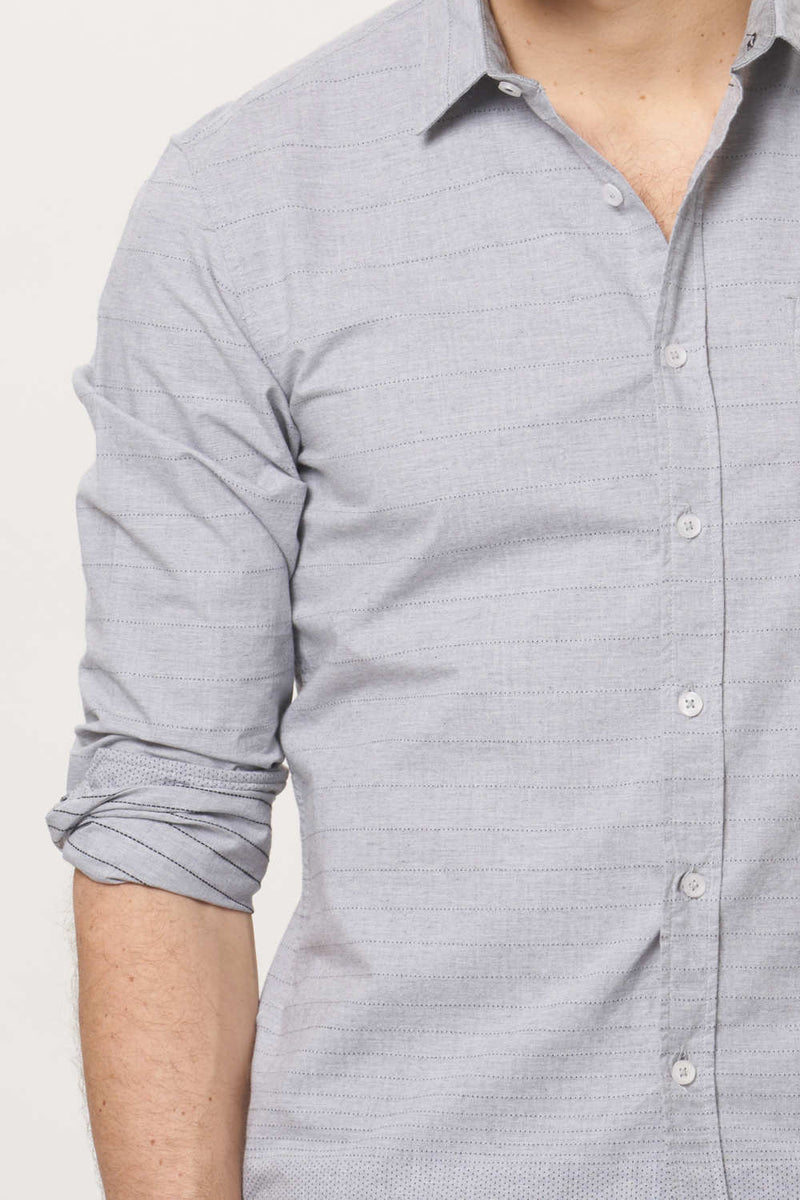 BASICS SLIM FIT WEFT STRIPES SHIRT