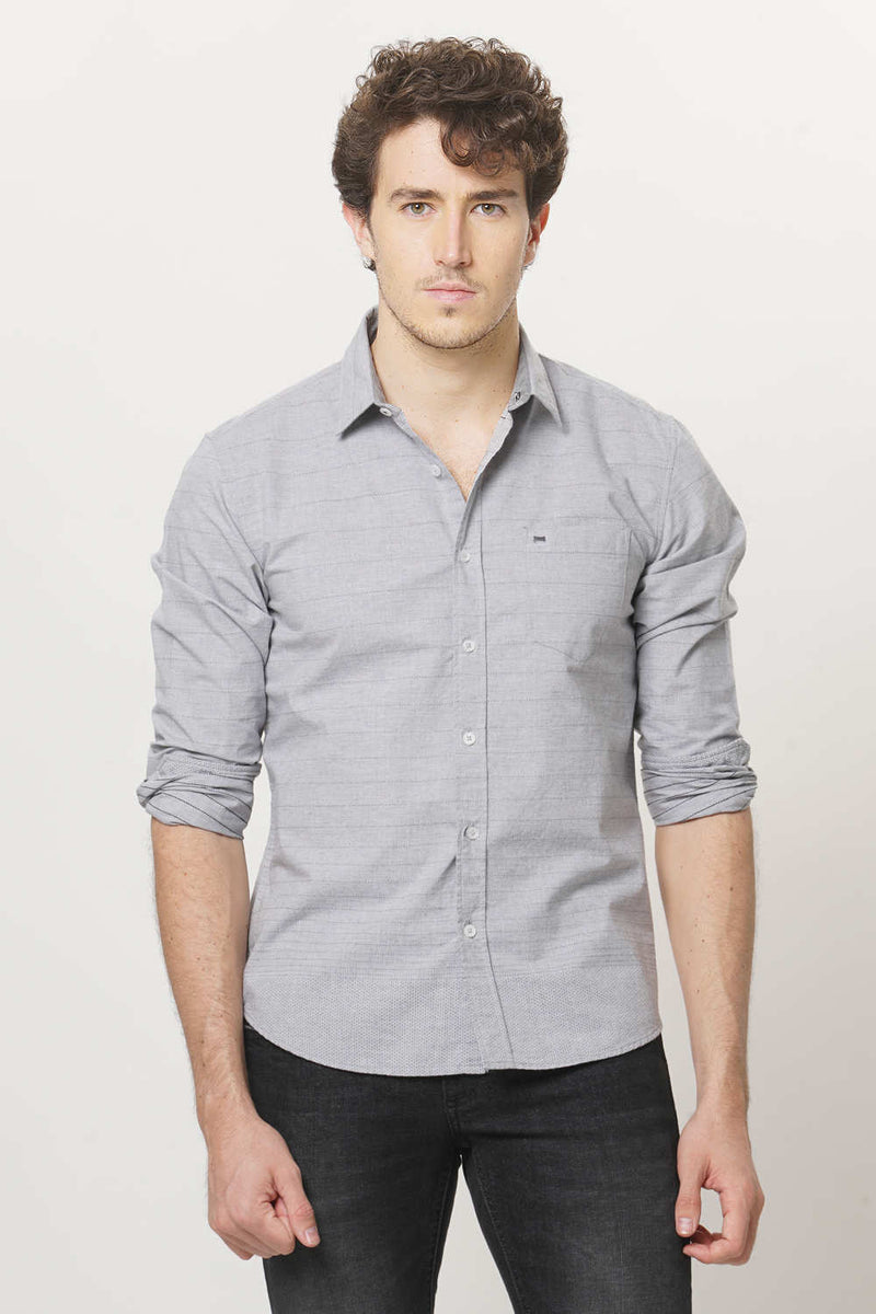 BASICS SLIM FIT WEFT STRIPES SHIRT