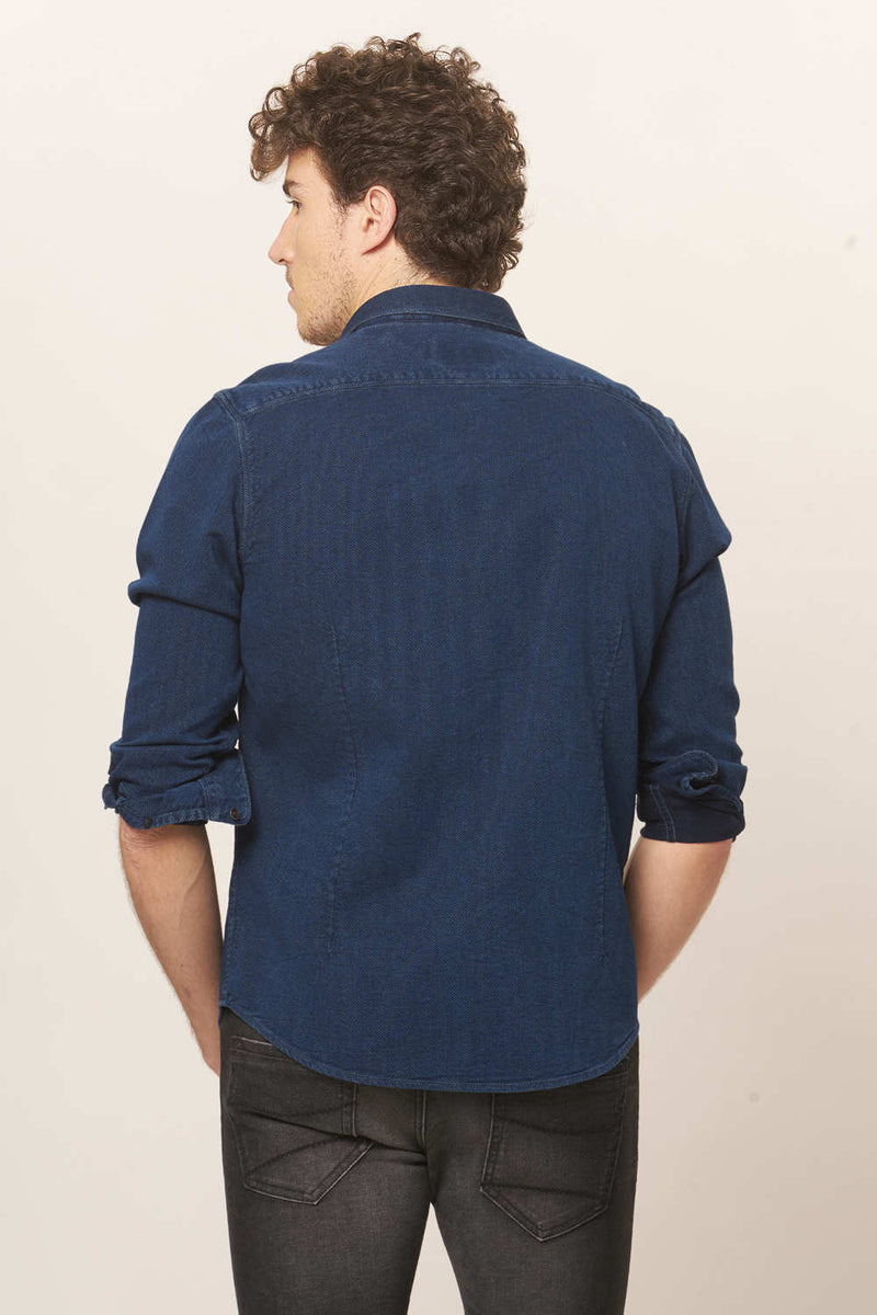 BASICS SLIM FIT CHAMBRAY SHIRT