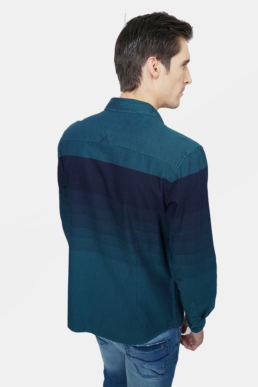 BASICS SLIM FIT WEFT STRIPE SHIRT